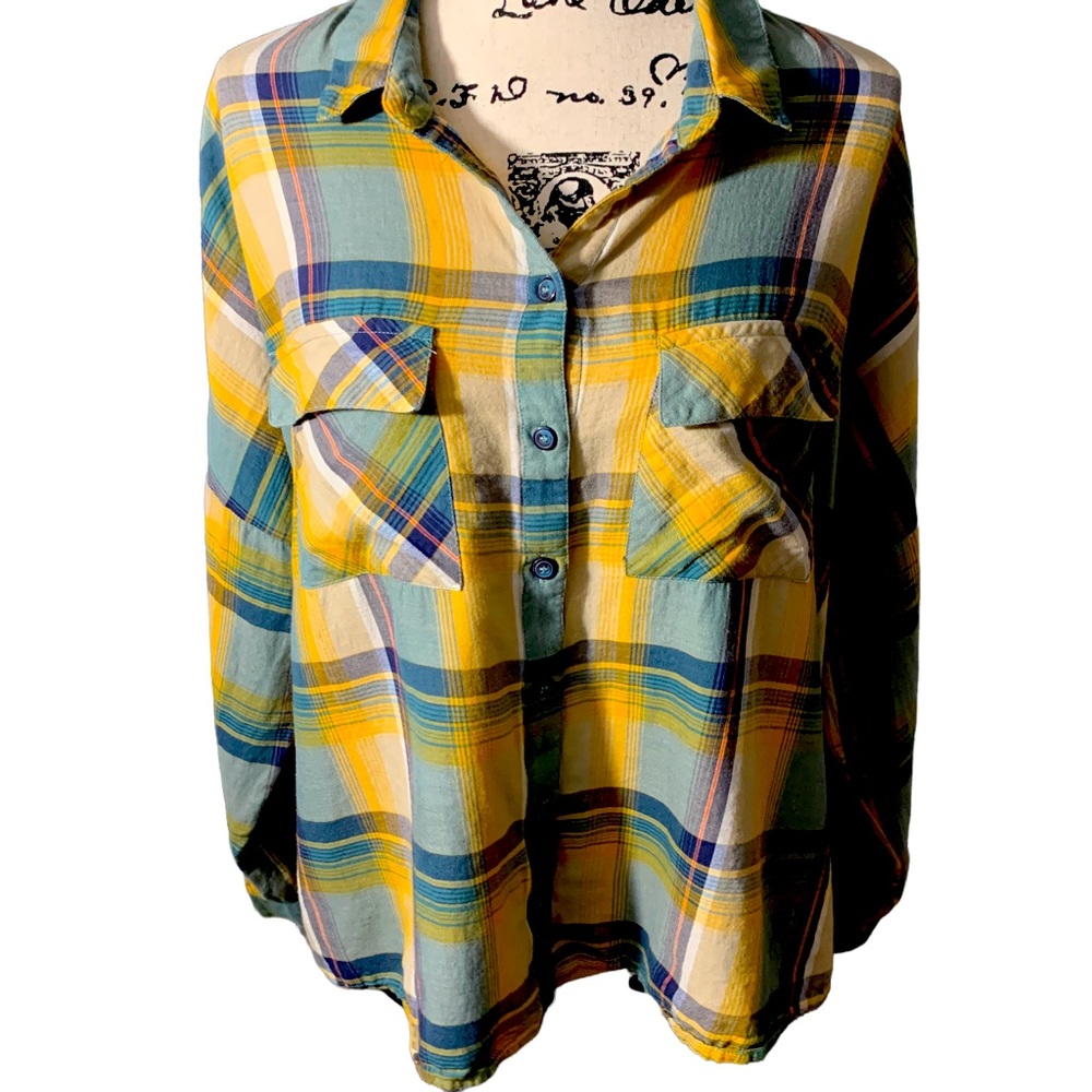 TOPSHOT Plaid Womens Button Down Sz 12